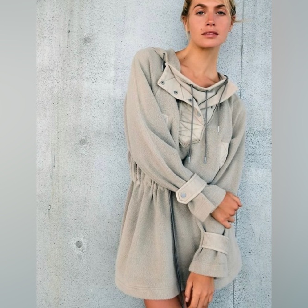 Free People Tan Hooded Sweatshirt